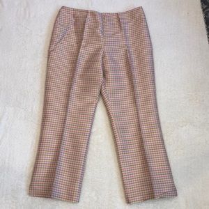 Ann Taylor Silk Pink/Green Checkered Pants